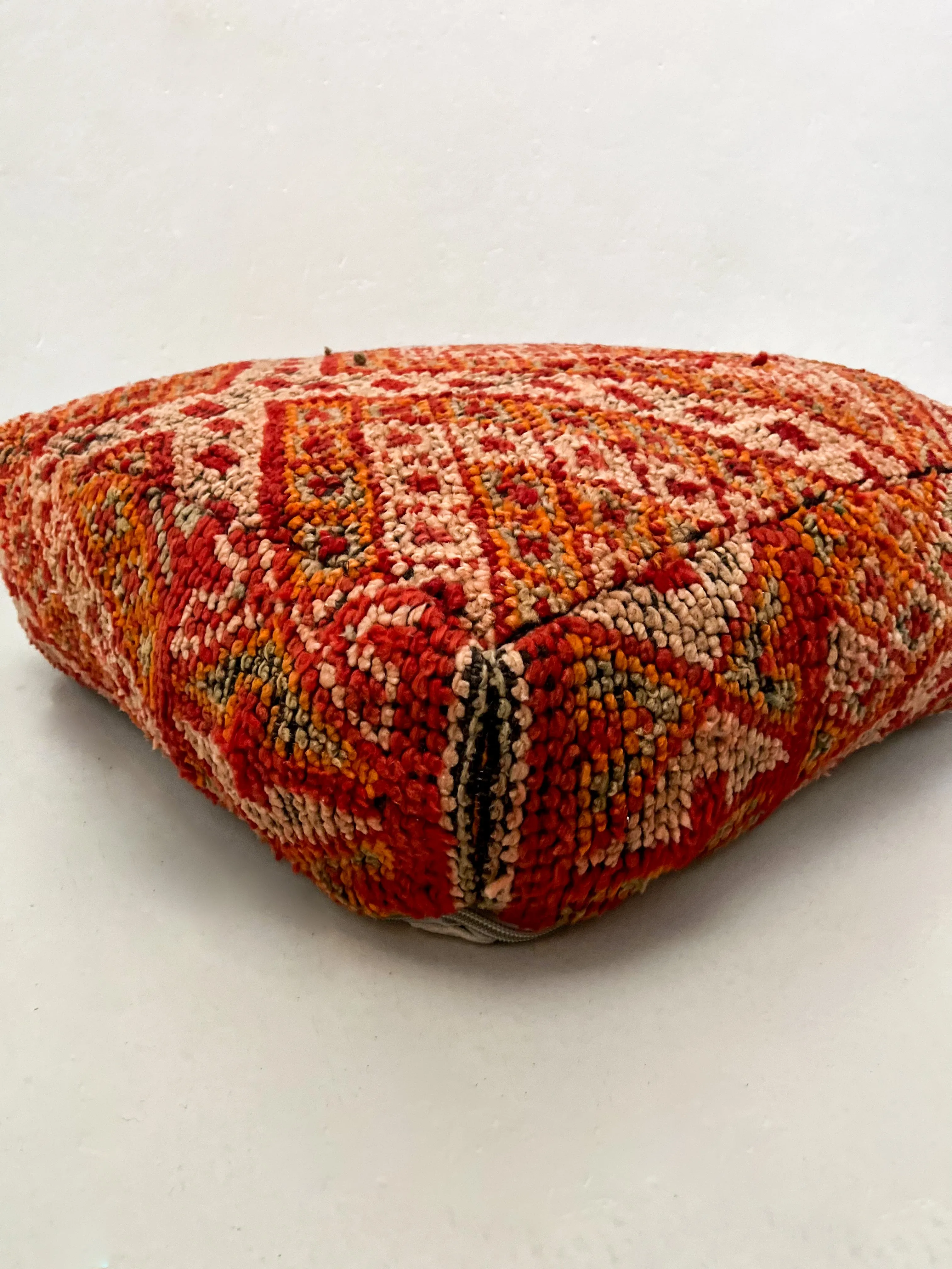 Vintage Beni M'Guild Pouf - Red, Orange Accent