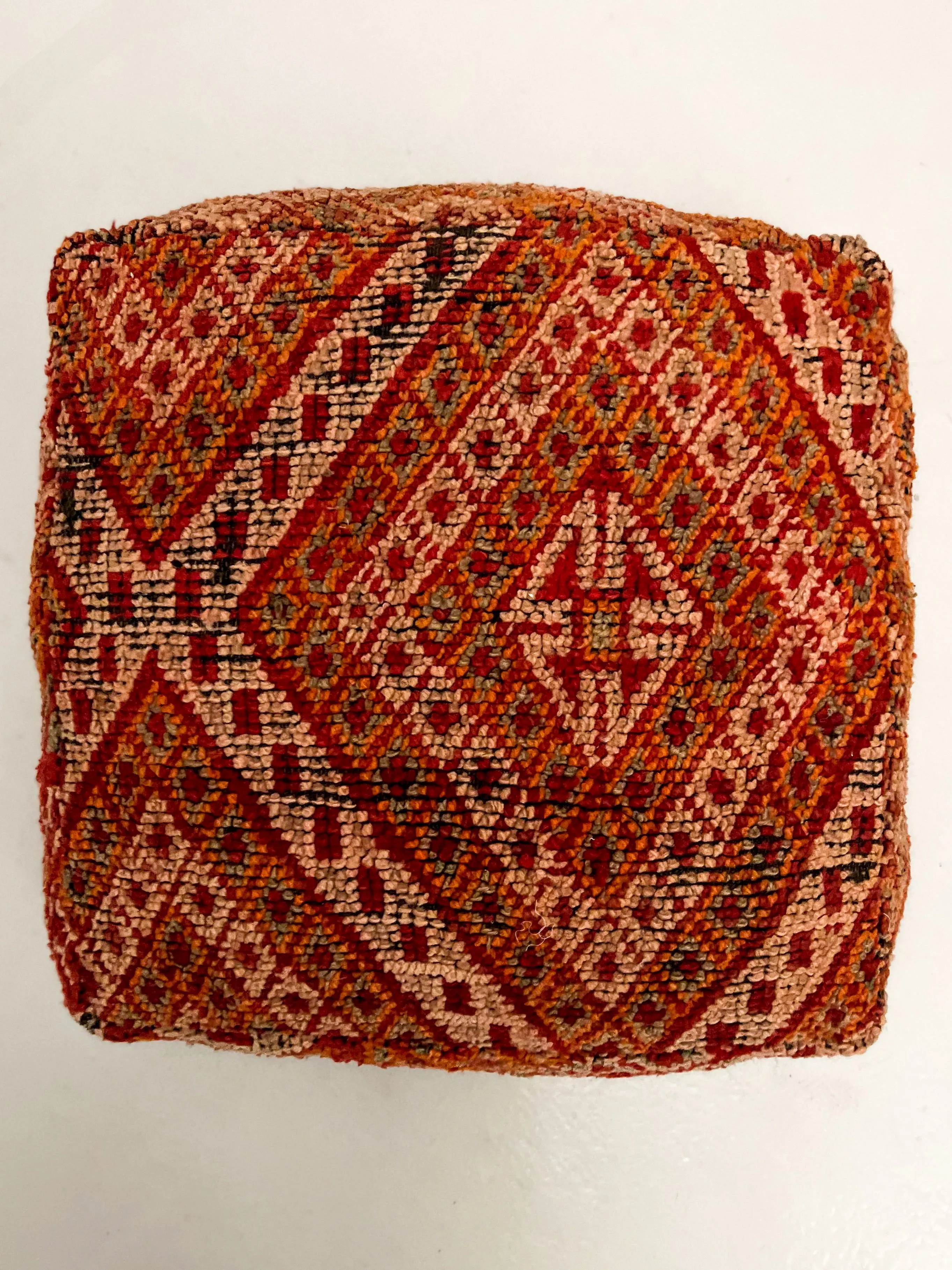 Vintage Beni M'Guild Pouf - Red, Orange Accent