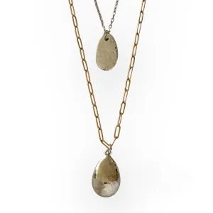 Vintage Double Layer Two Tone Drop Fashion Necklace 34”