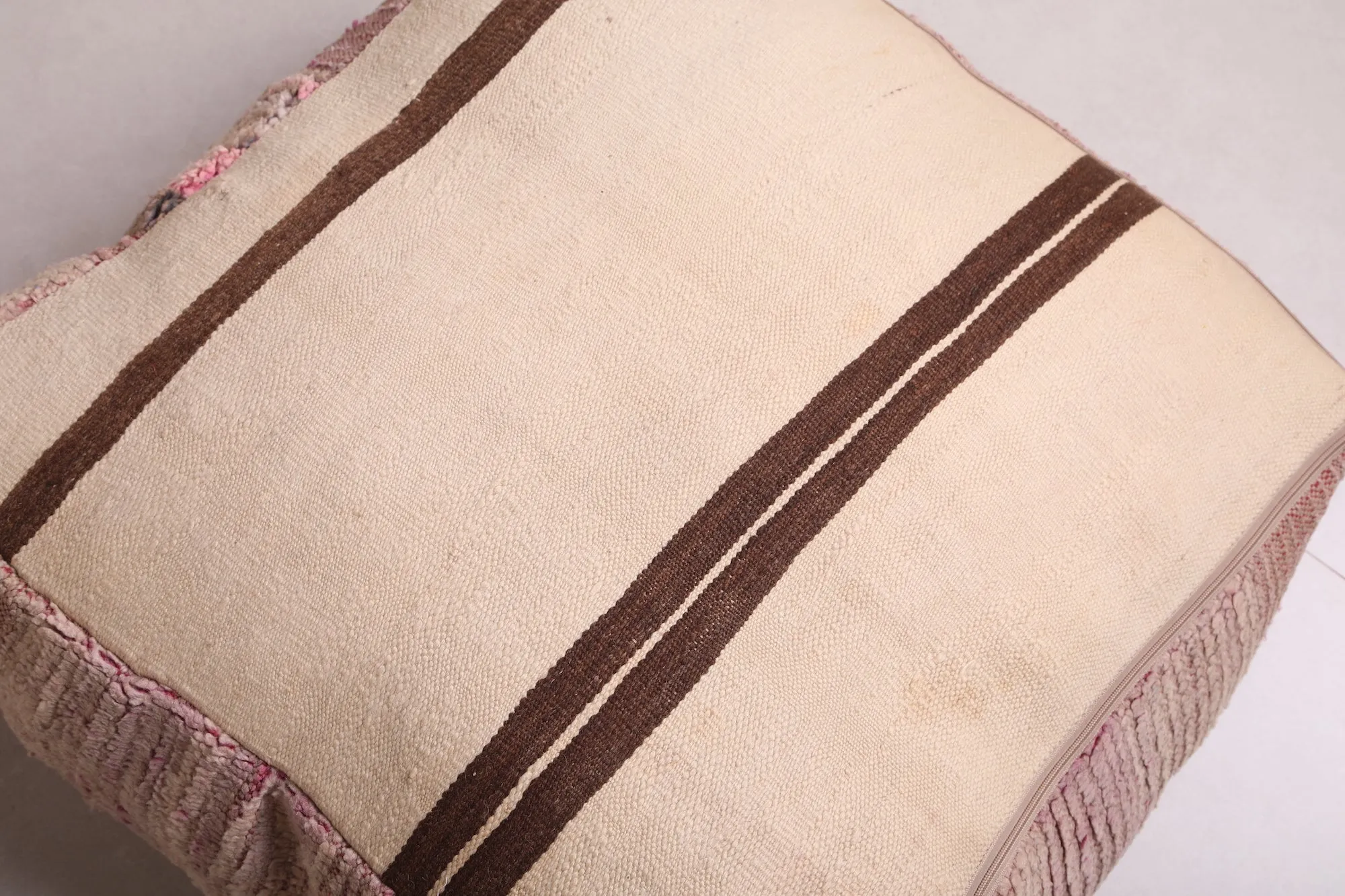 Vintage Handwoven Kilim Pouf Cushion
