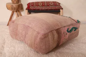 Vintage Handwoven Kilim Pouf Cushion