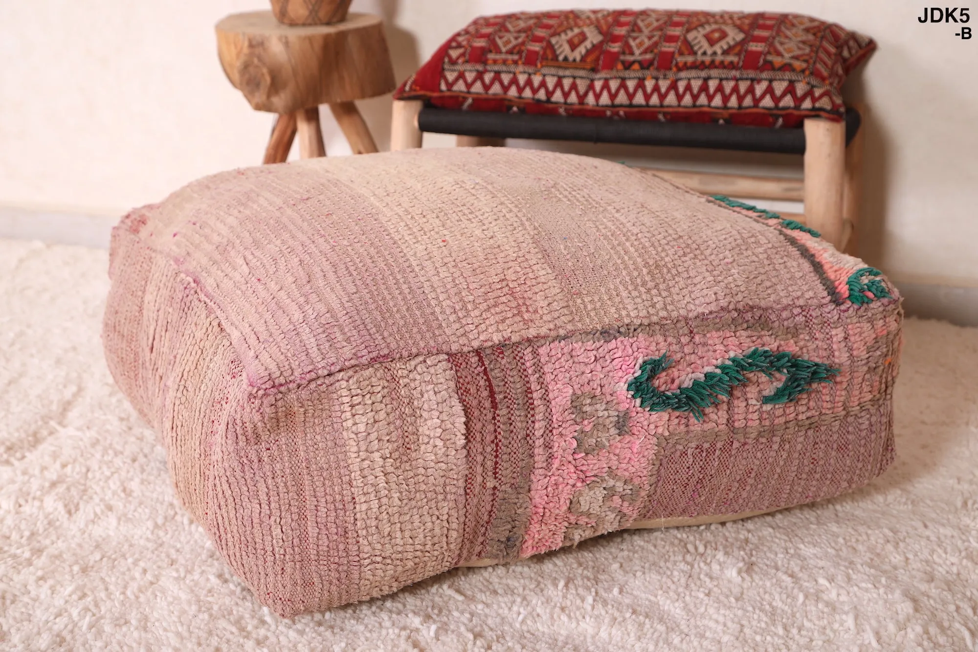 Vintage Handwoven Kilim Pouf Cushion
