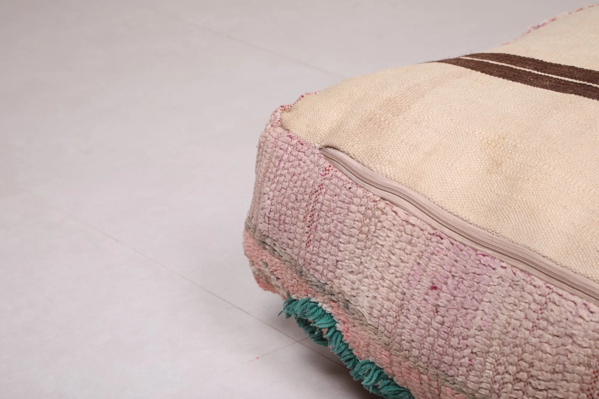 Vintage Handwoven Kilim Pouf Cushion