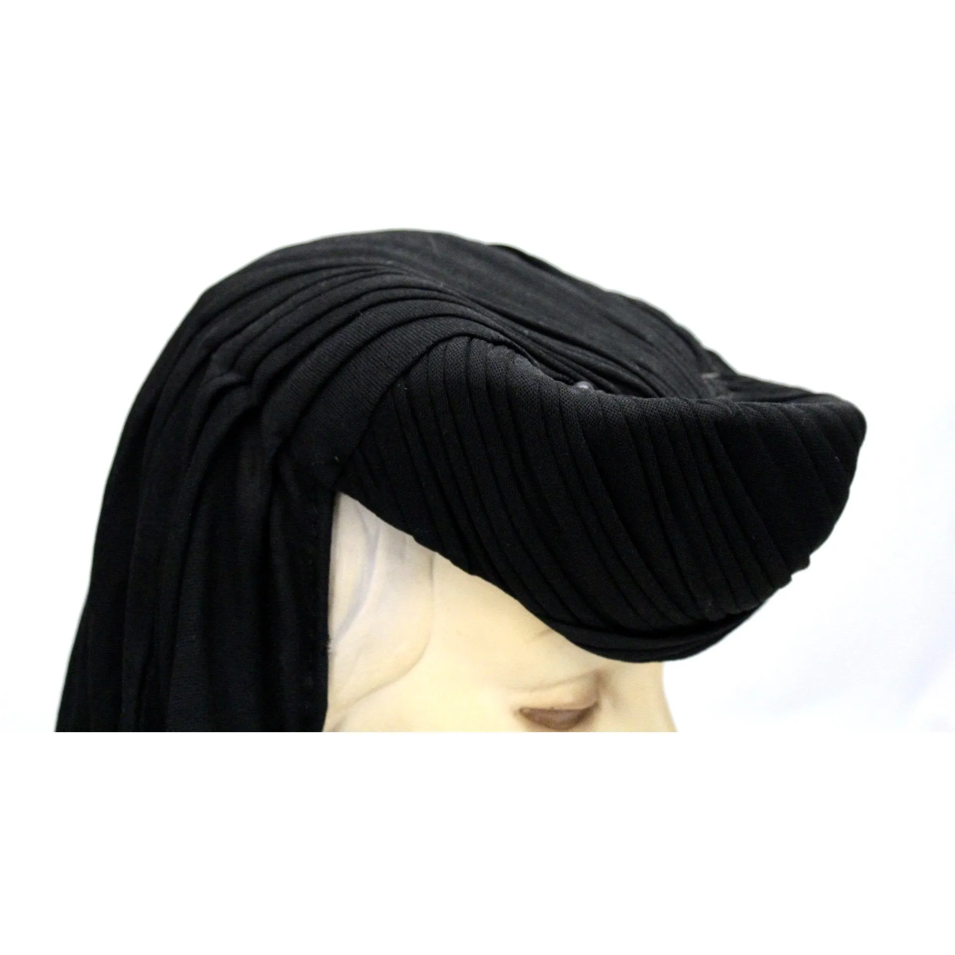 Vintage Hat Womens Snood Fascinator WW2 1940s John Wanamaker Black Silk Jersey