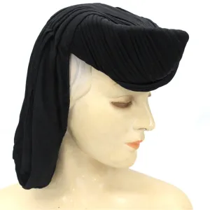 Vintage Hat Womens Snood Fascinator WW2 1940s John Wanamaker Black Silk Jersey
