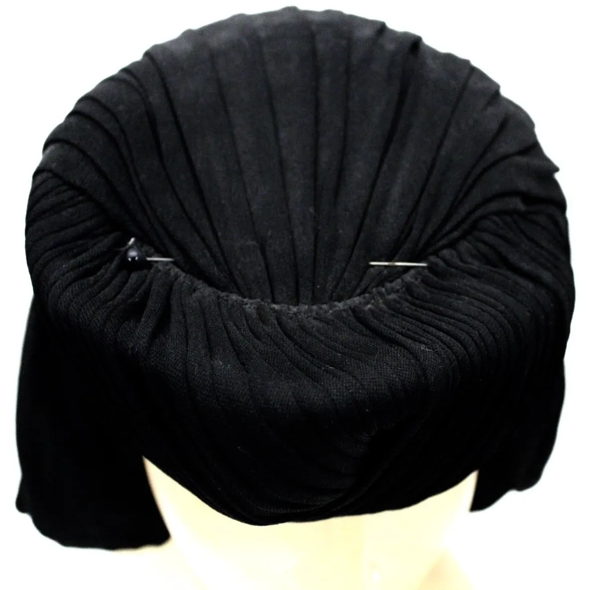 Vintage Hat Womens Snood Fascinator WW2 1940s John Wanamaker Black Silk Jersey
