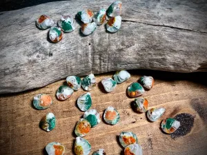 Vintage Japanese Glass—Brown & Green Baroque Glass Bead—12mm x 11mm