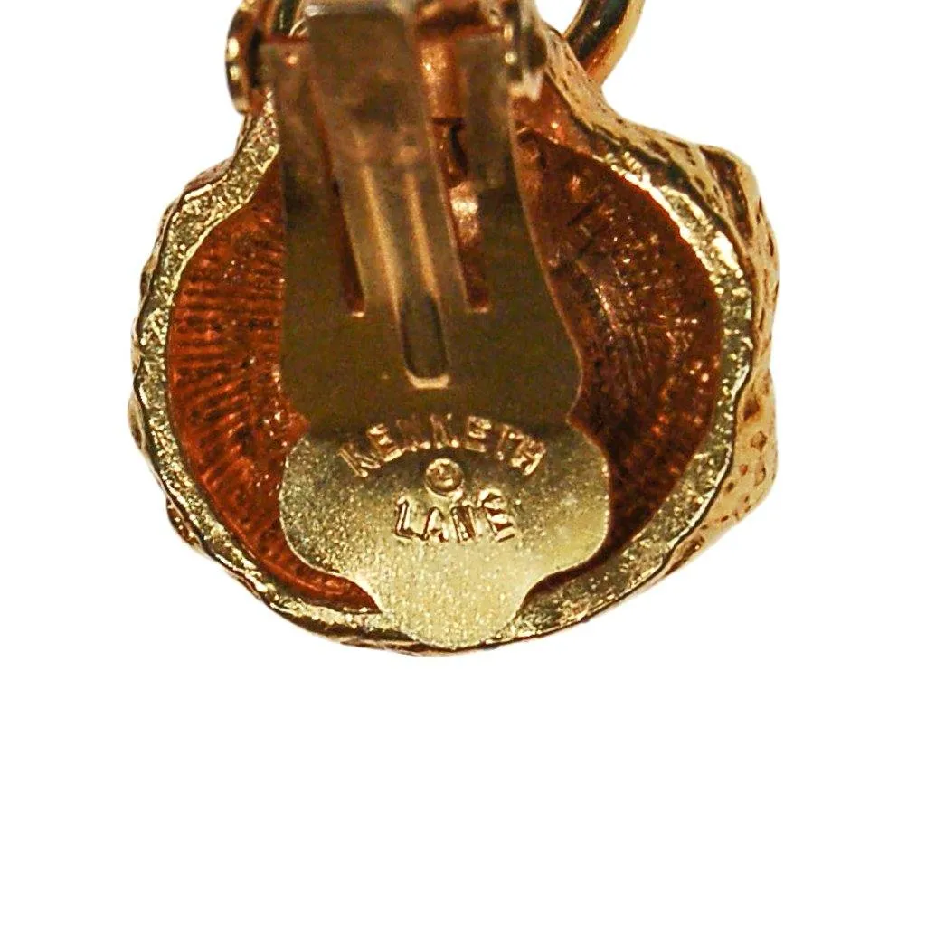 Vintage Kenneth Lane Gold Lion Head Earrings