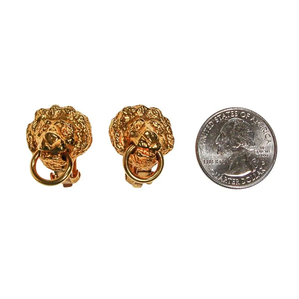 Vintage Kenneth Lane Gold Lion Head Earrings