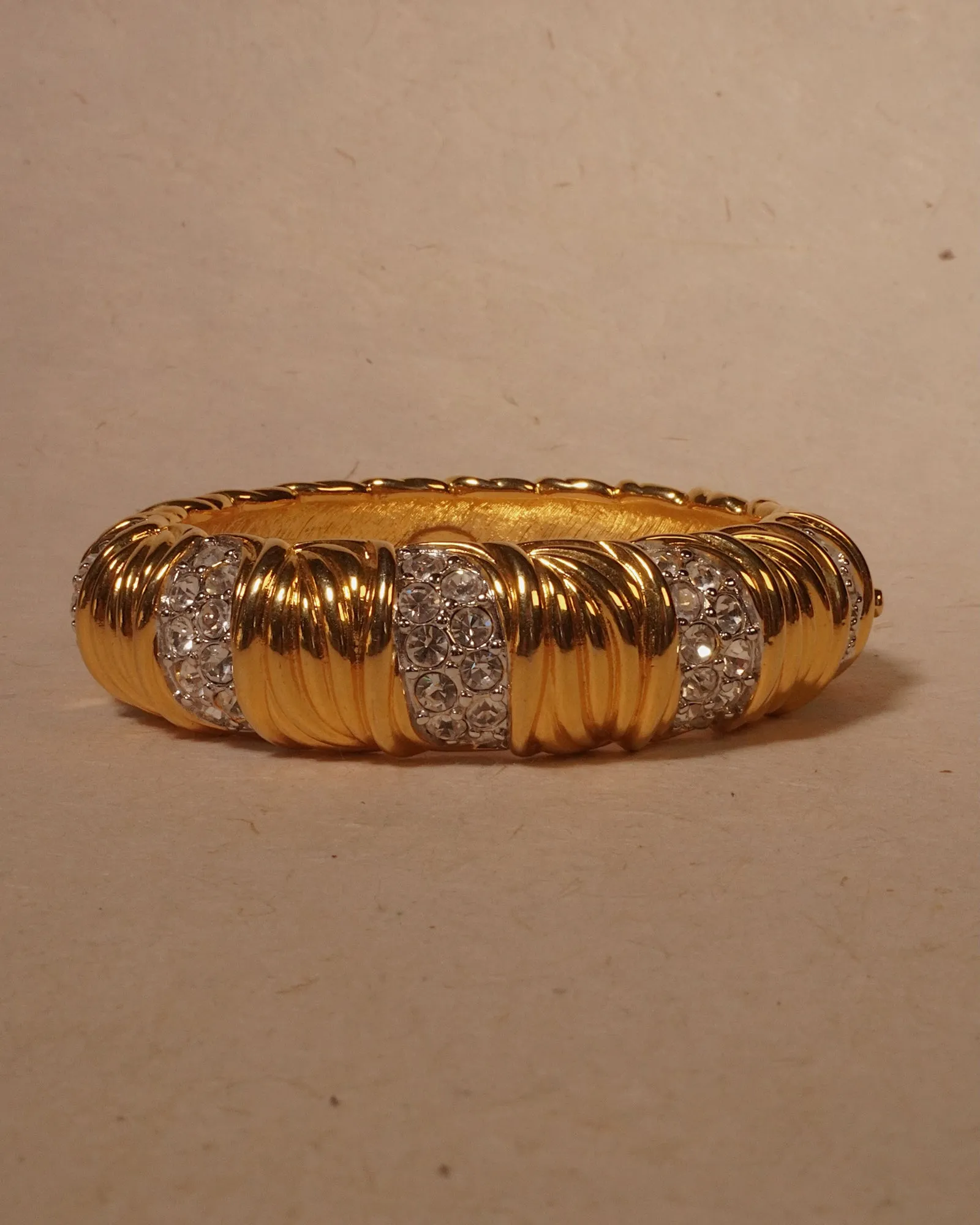 Vintage NM Pavé Textured Hinged Bangle