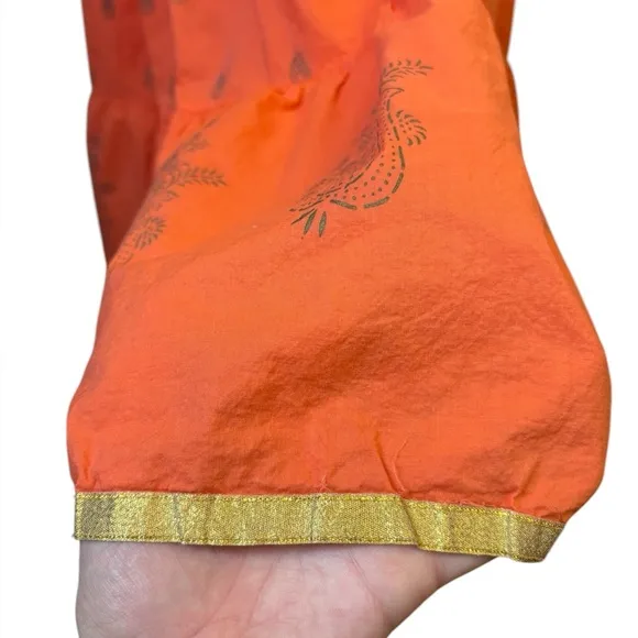 Vintage Orange Maxi Ruffled Circle Skirt