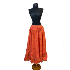 Vintage Orange Maxi Ruffled Circle Skirt