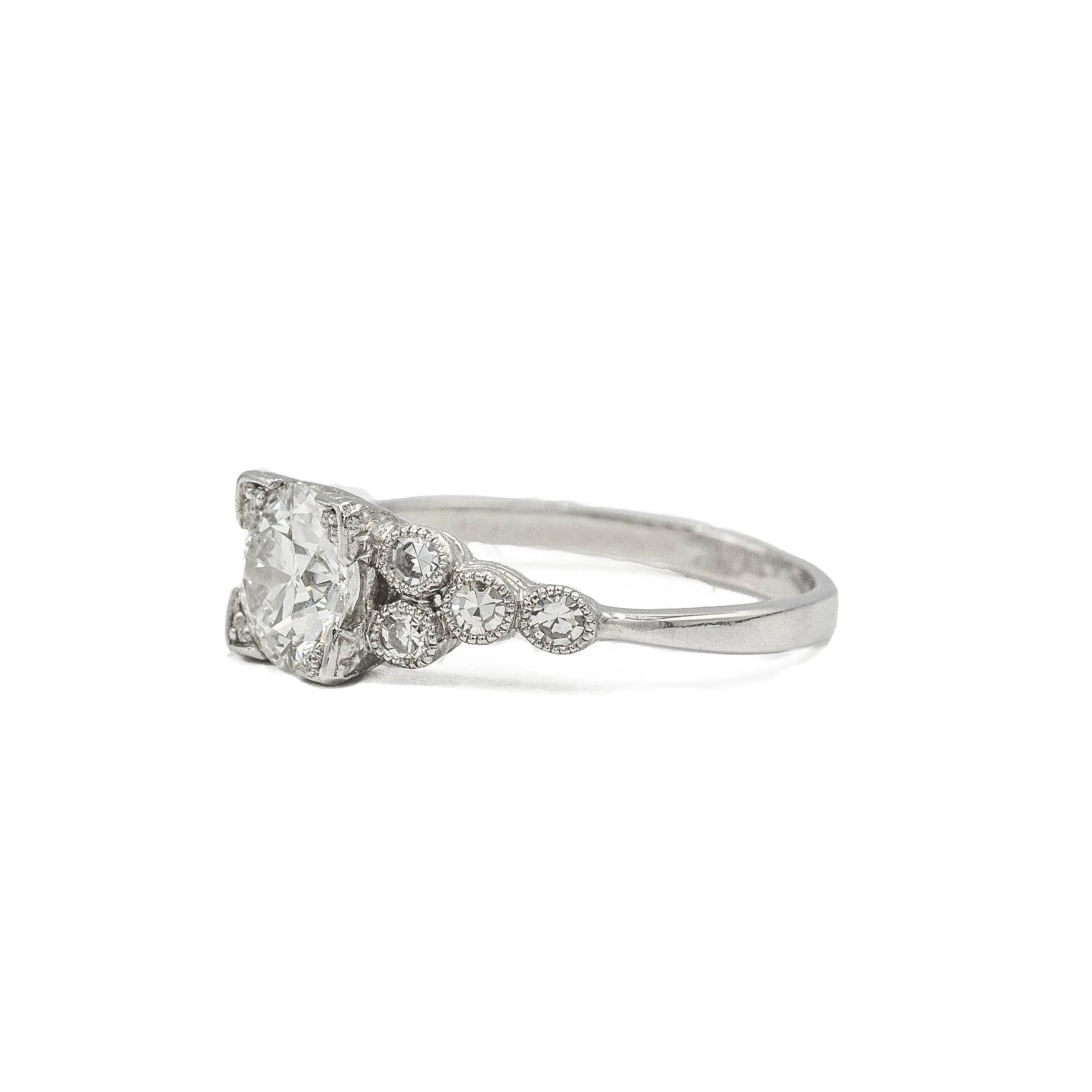 Vintage Platinum 1.04ct Bubble Diamond Ring
