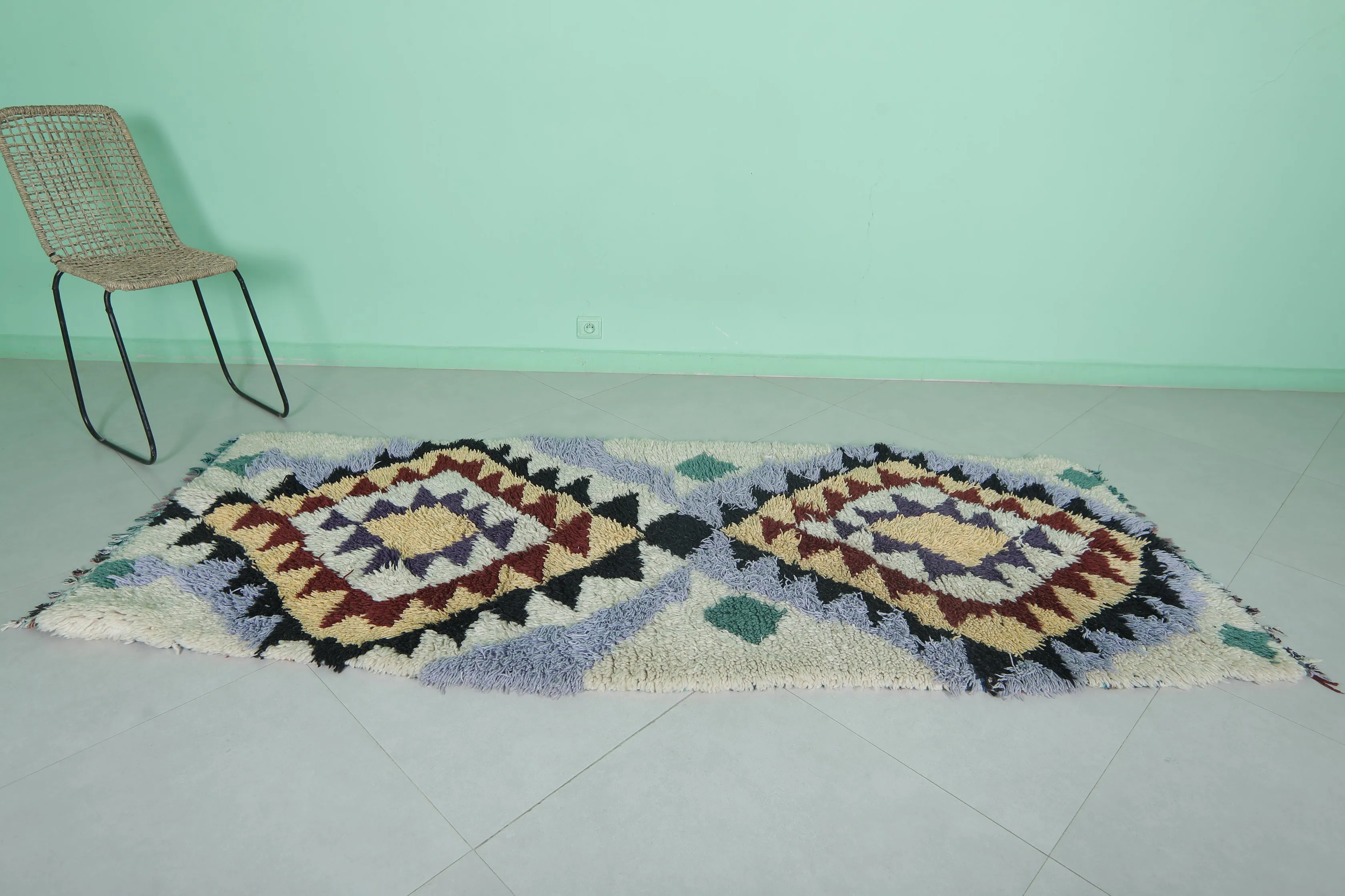 Vintage Runner Rug 3.4 X 8 Feet – Handwoven Moroccan Carpet