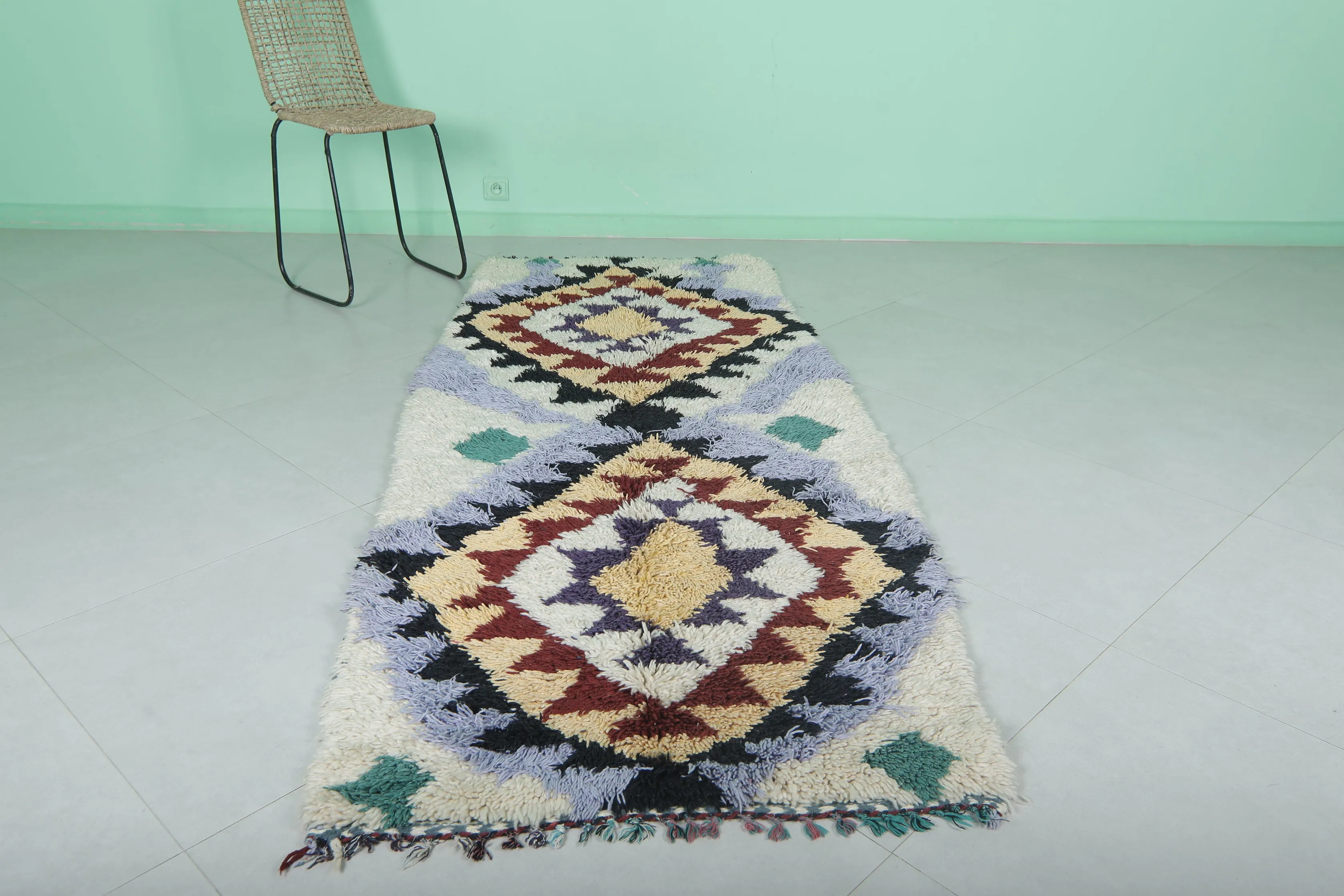 Vintage Runner Rug 3.4 X 8 Feet – Handwoven Moroccan Carpet