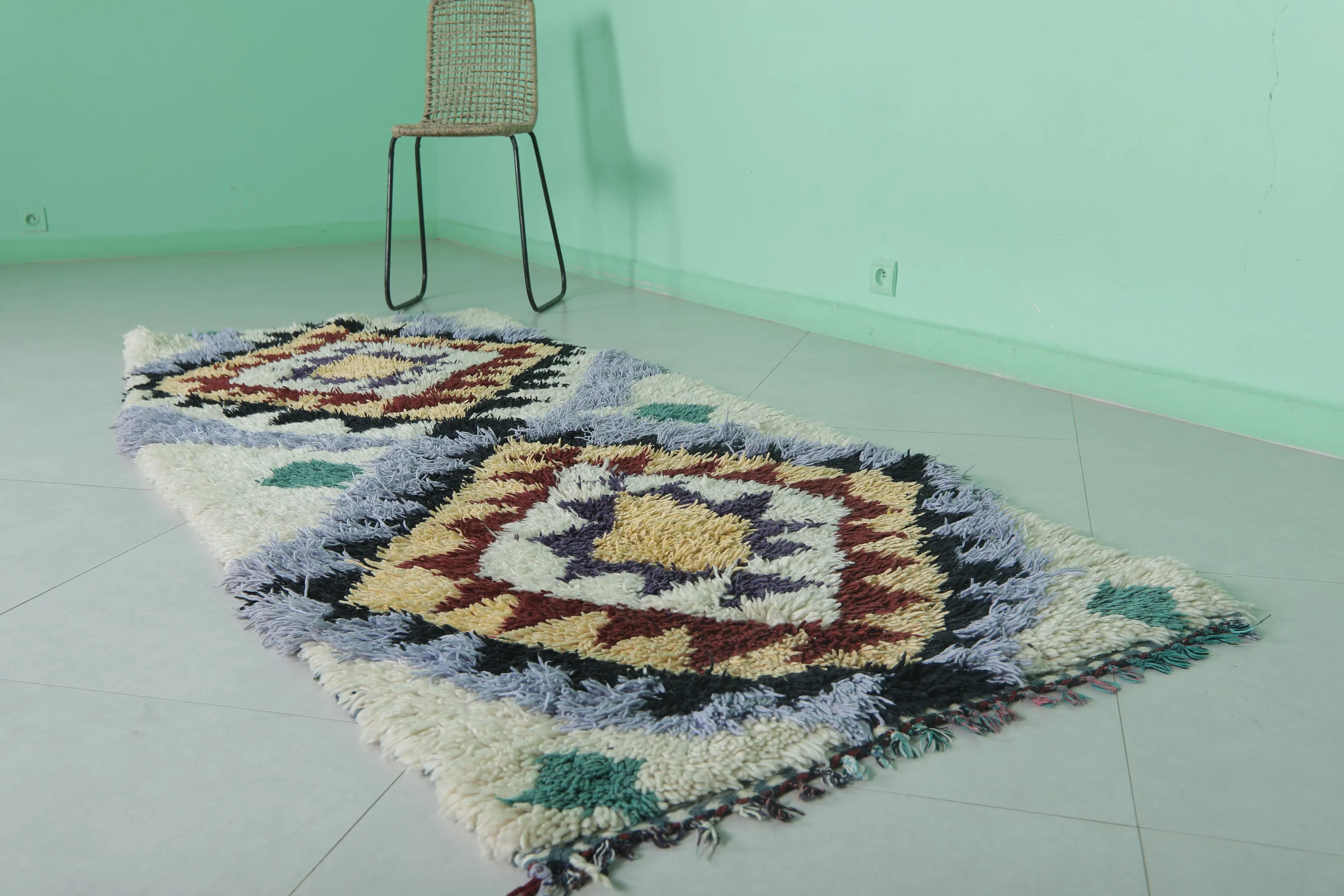Vintage Runner Rug 3.4 X 8 Feet – Handwoven Moroccan Carpet