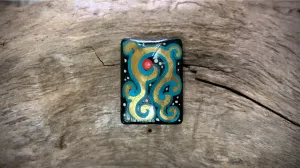 Vintage Russian Hand-Painted Glass Bead