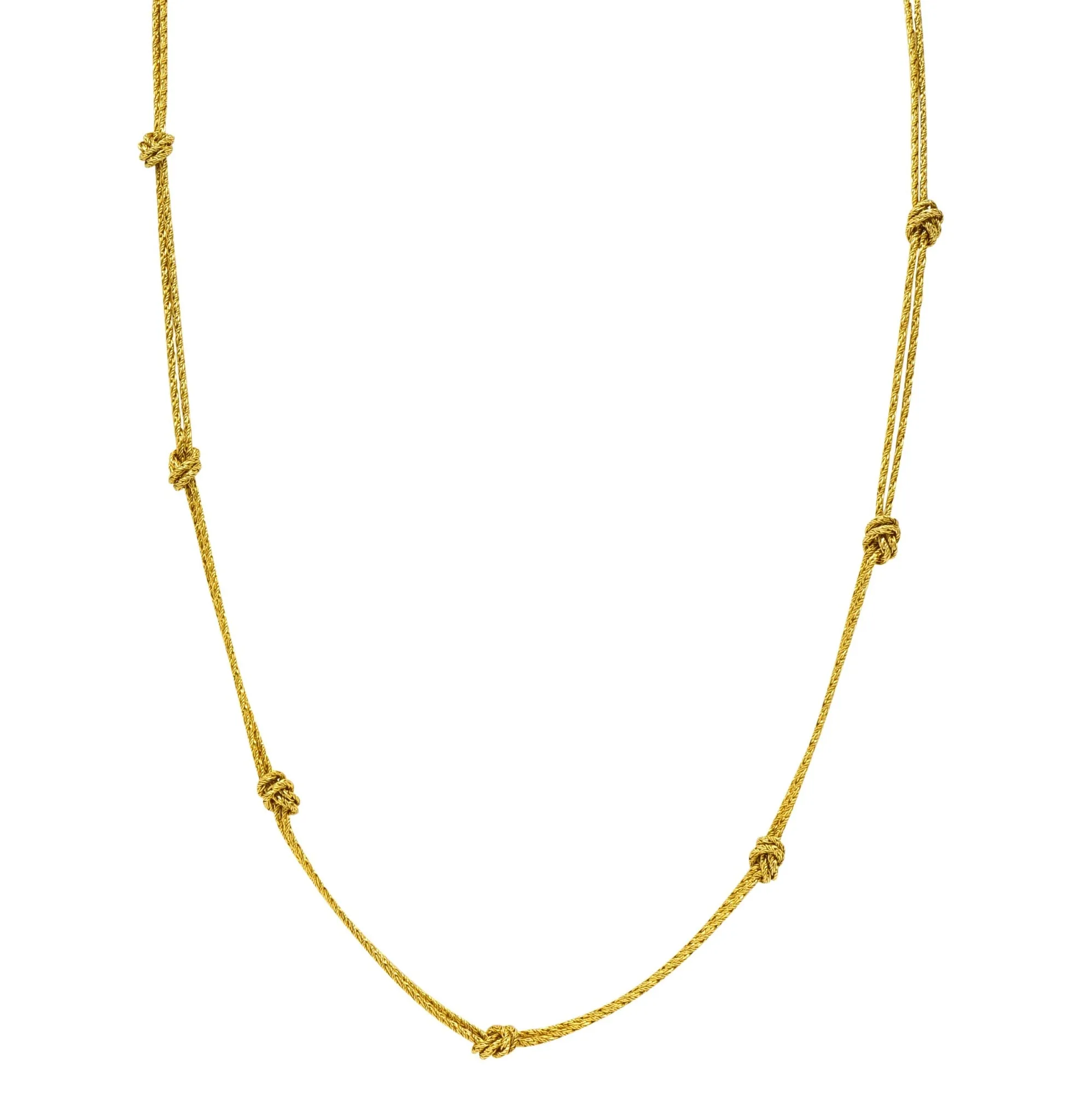 Vintage Tiffany & Co. 18 Karat Gold Knot Station Necklace