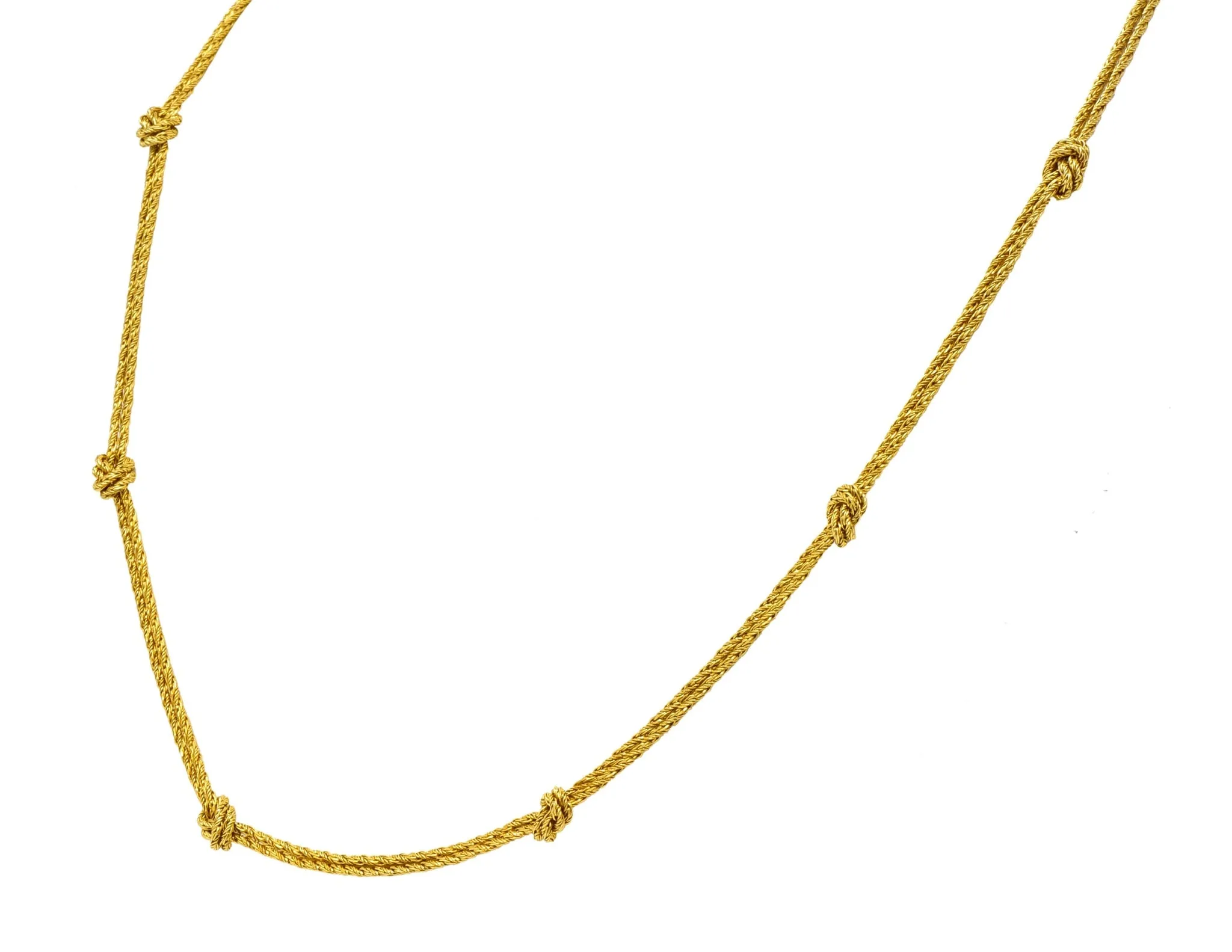 Vintage Tiffany & Co. 18 Karat Gold Knot Station Necklace
