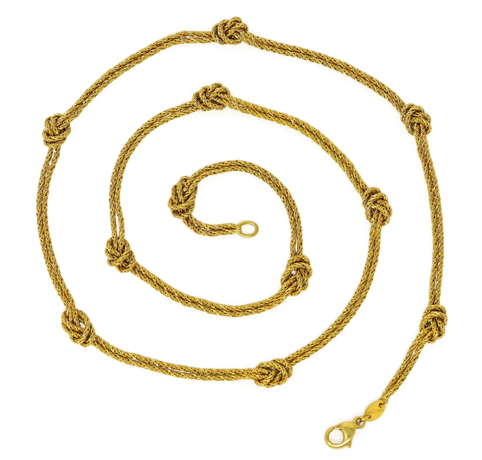 Vintage Tiffany & Co. 18 Karat Gold Knot Station Necklace
