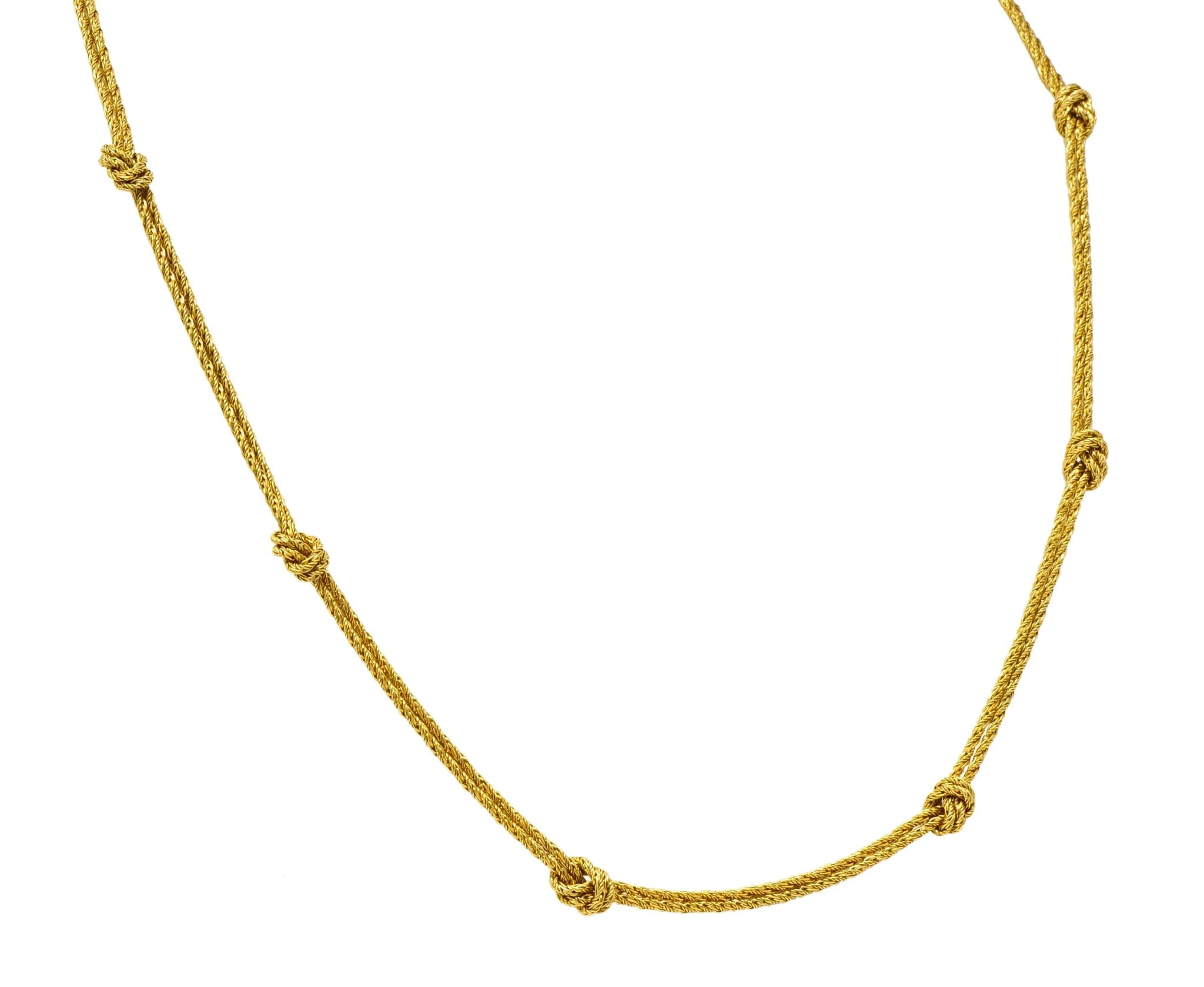Vintage Tiffany & Co. 18 Karat Gold Knot Station Necklace