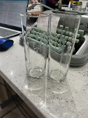 Vintage Tumblers  Glasses with Etched Bamboo set of 2