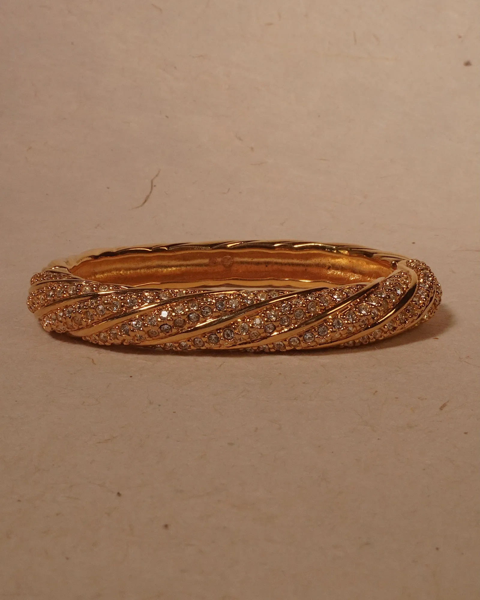 Vintage Twisted Pavé Hinged Bangle