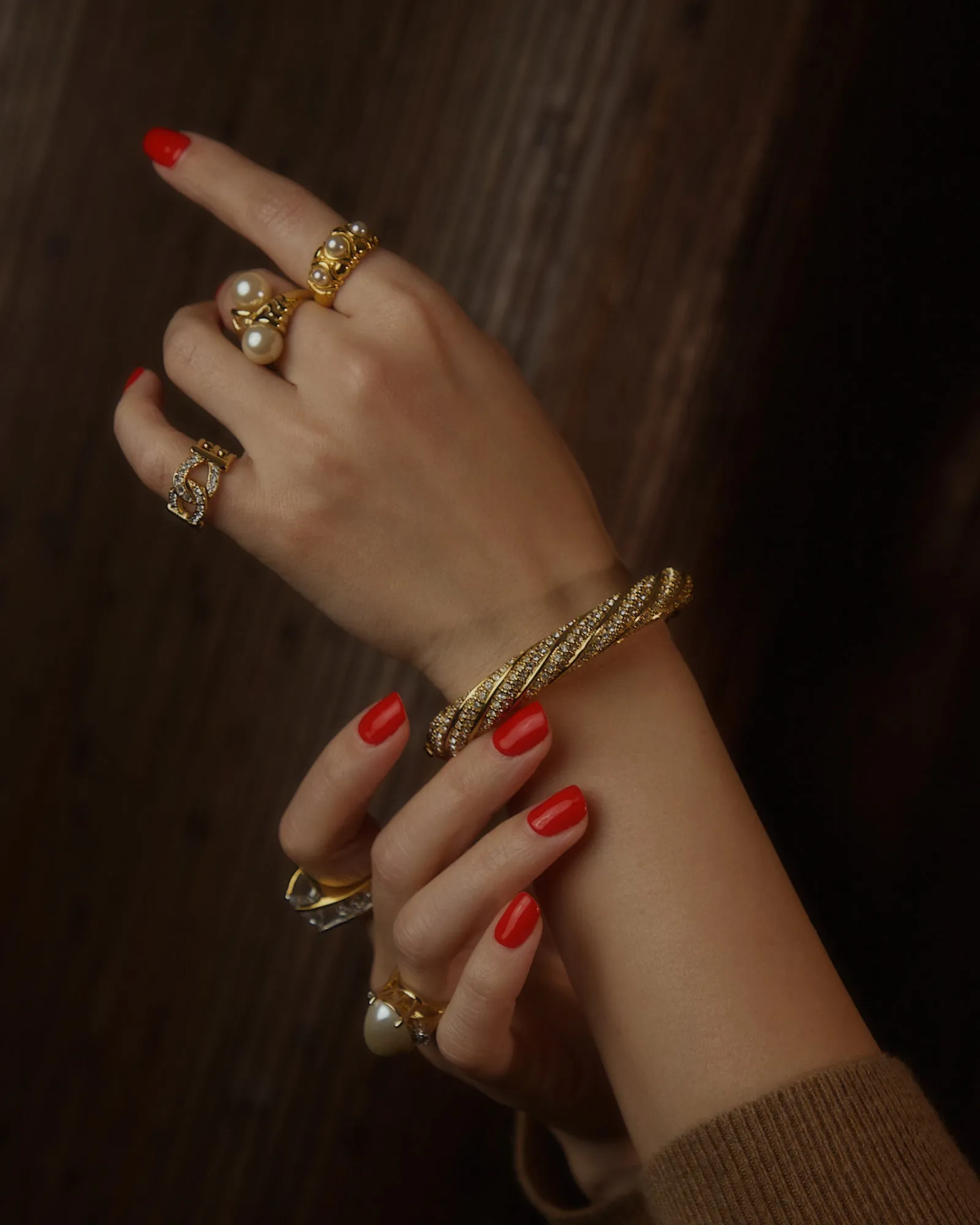 Vintage Twisted Pavé Hinged Bangle