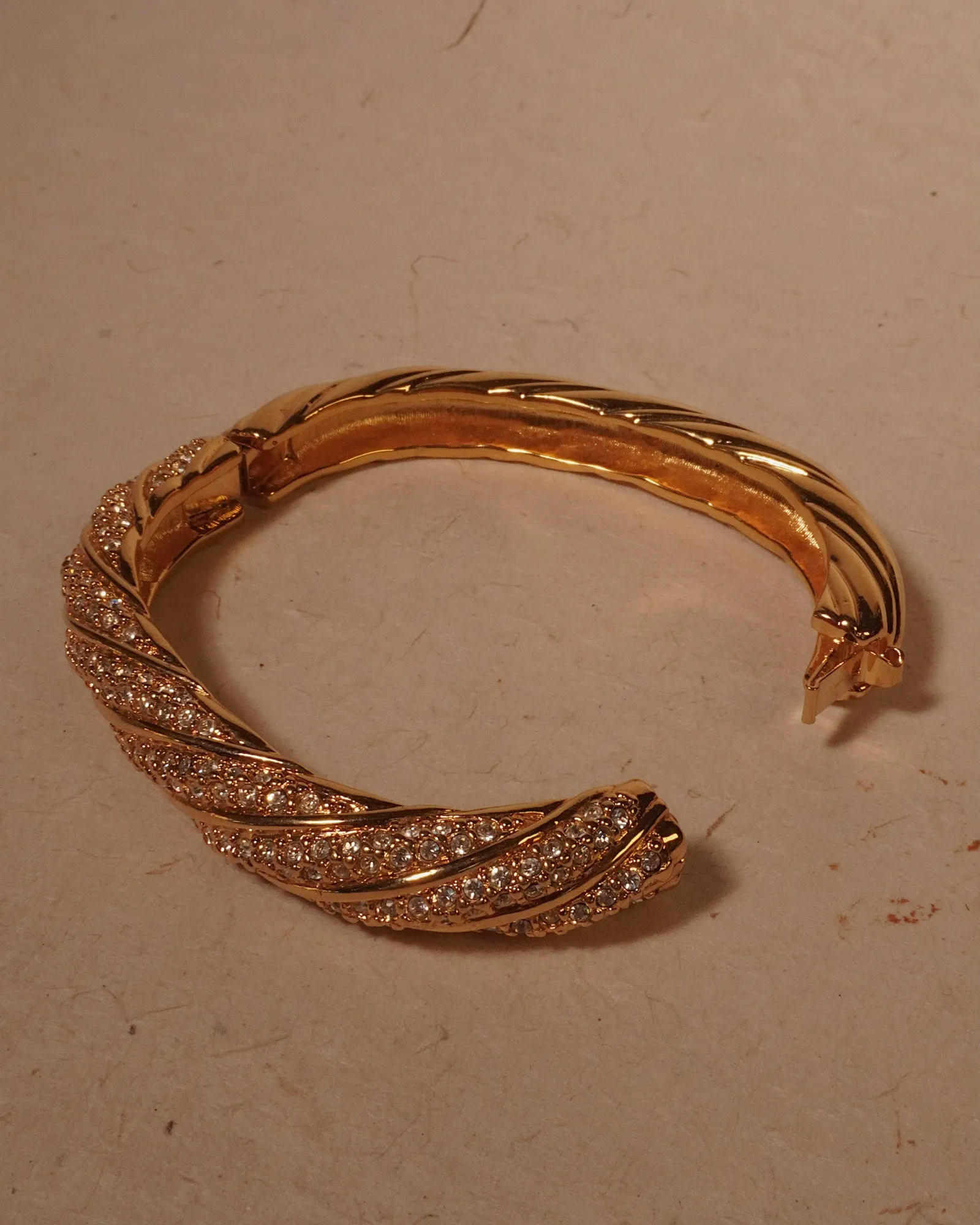 Vintage Twisted Pavé Hinged Bangle