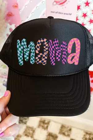 Wavy Checkered Mama Otto Black Foam Front Trucker Hat