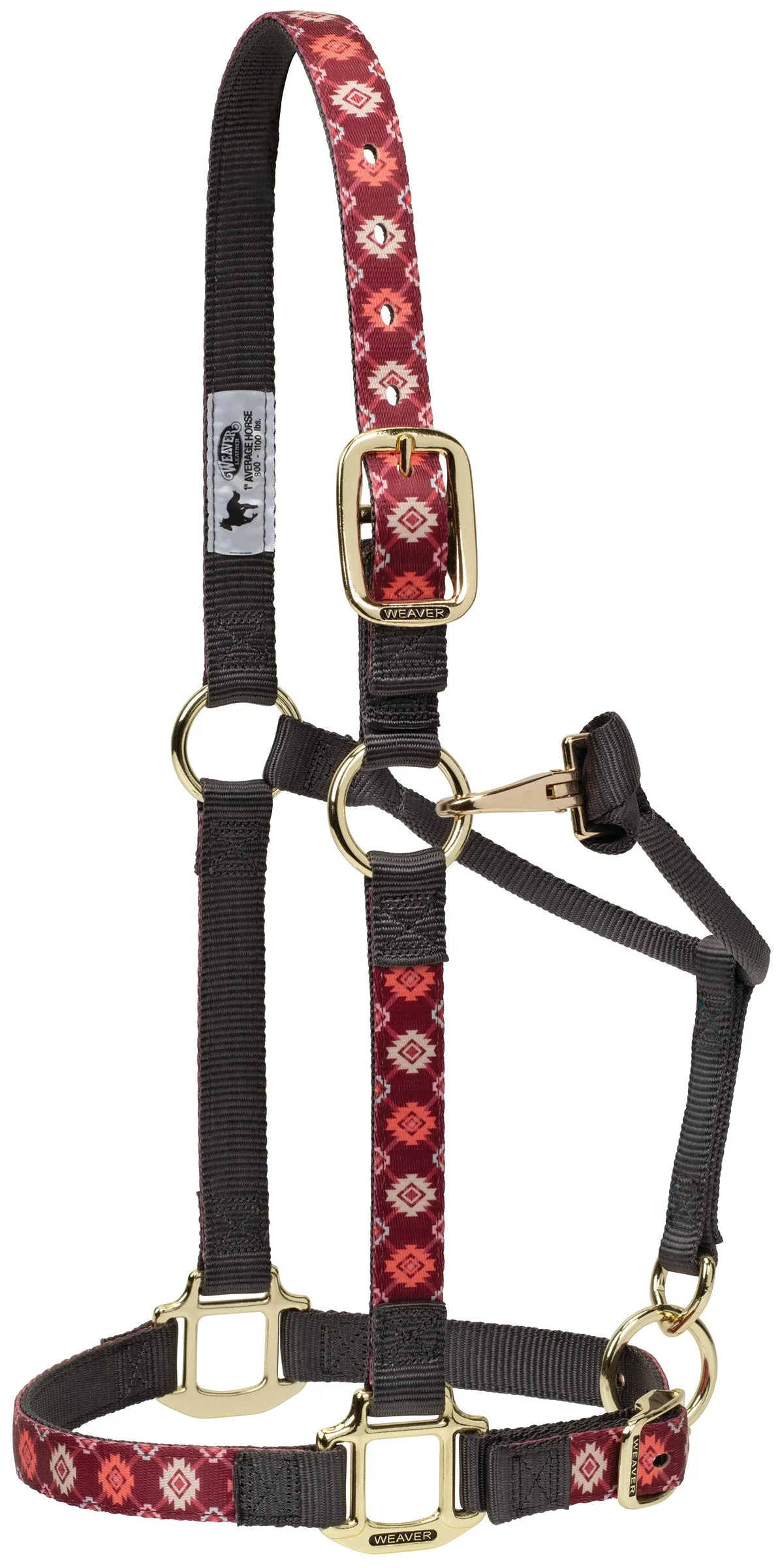 Weaver Average Horse Adjustable Patterned Nylon Horse Halter (Multiple Pattern Options)