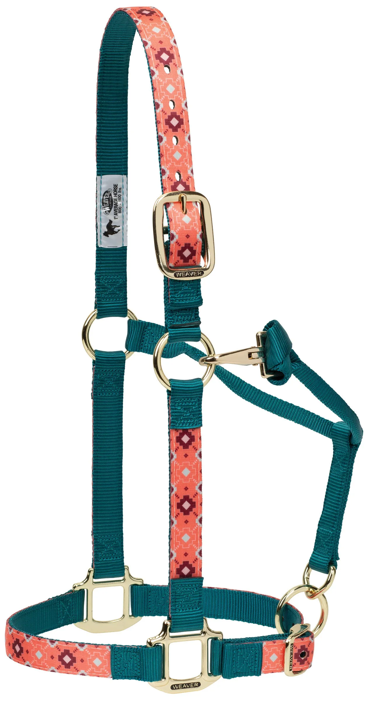Weaver Large Adjustable Patterned Nylon Horse Halter (Multiple Pattern Options)
