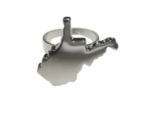 West Virginia State Map Shape Adjustable Size Fashion Ring