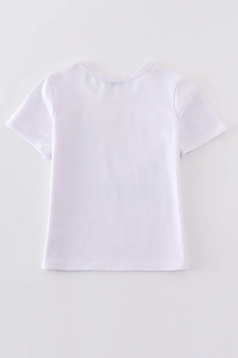 White Princess Print Girl Top