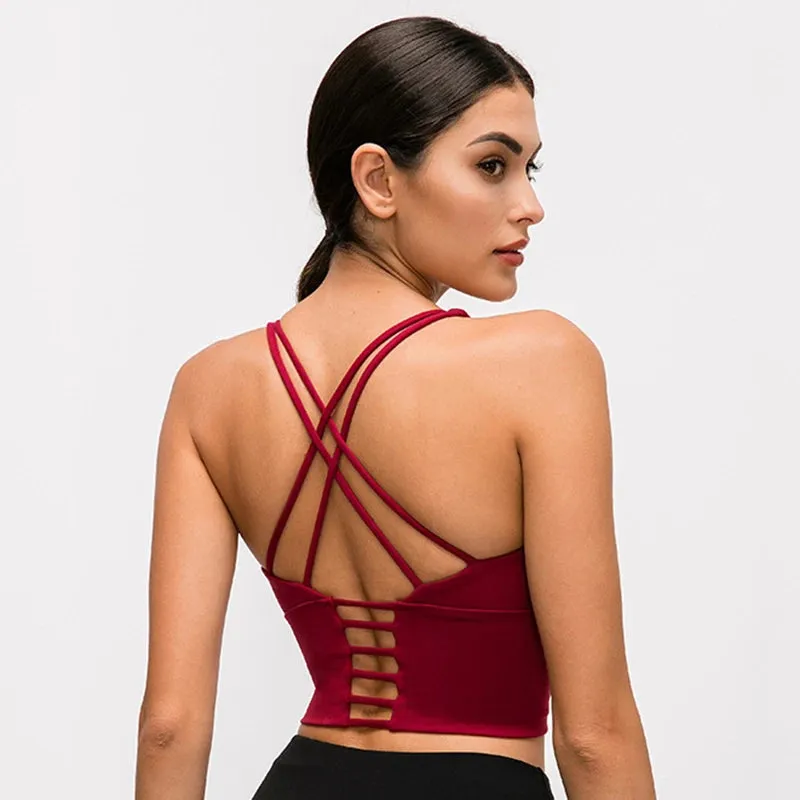 Women's Spaghetti Straps Crop Top Sports Bra