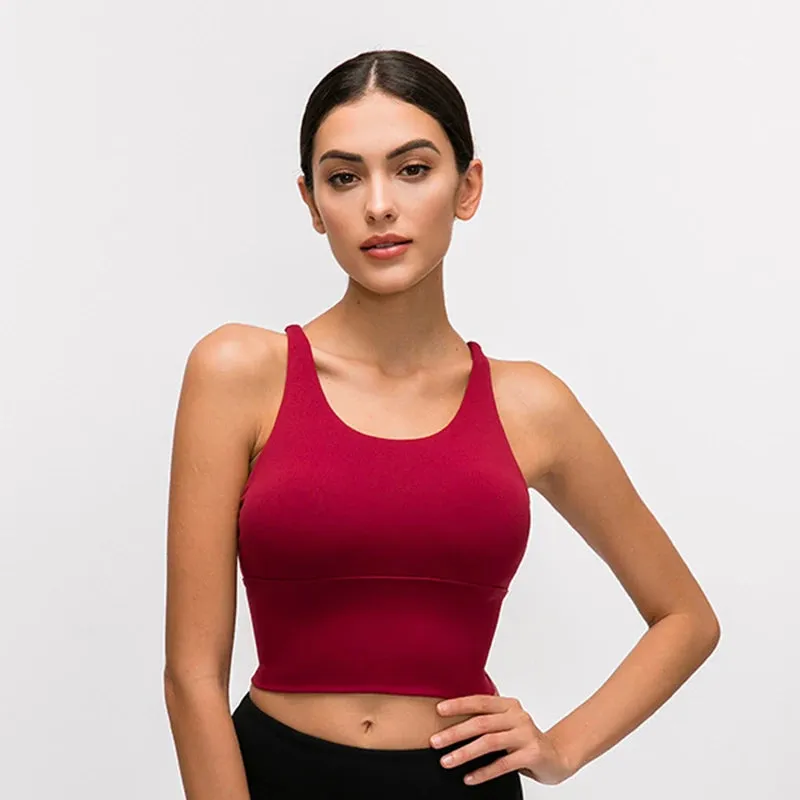 Women's Spaghetti Straps Crop Top Sports Bra