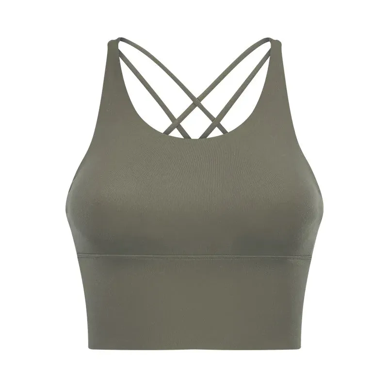 Women's Spaghetti Straps Crop Top Sports Bra