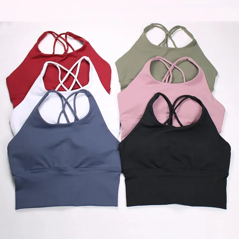 Women's Spaghetti Straps Crop Top Sports Bra