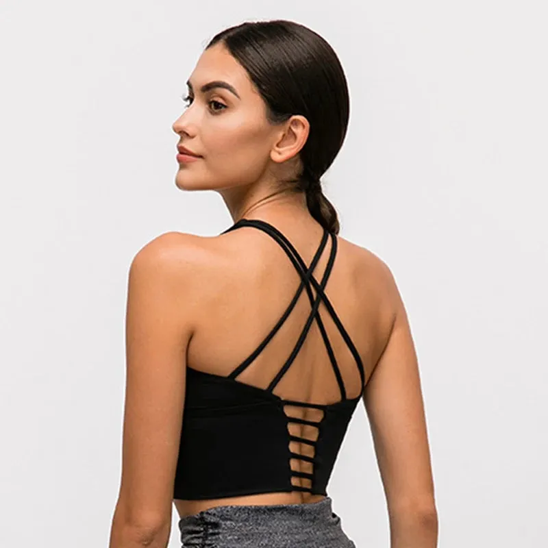 Women's Spaghetti Straps Crop Top Sports Bra