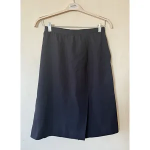 YSL SAINT LAURENT Rive Gauche Paris 100% Wool Midi Black Slit Skirt US 6 EU 42