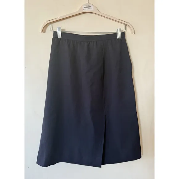 YSL SAINT LAURENT Rive Gauche Paris 100% Wool Midi Black Slit Skirt US 6 EU 42