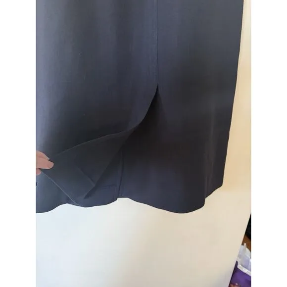 YSL SAINT LAURENT Rive Gauche Paris 100% Wool Midi Black Slit Skirt US 6 EU 42