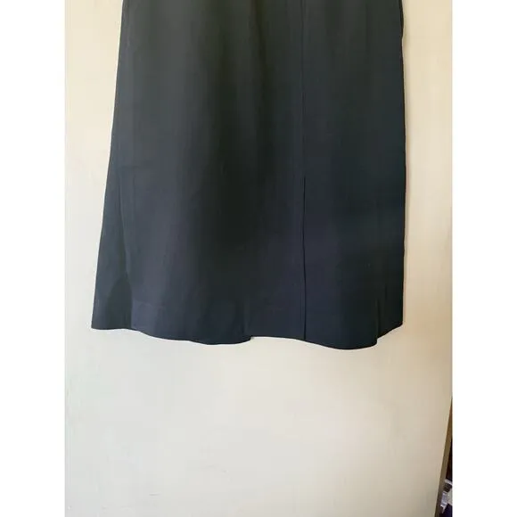 YSL SAINT LAURENT Rive Gauche Paris 100% Wool Midi Black Slit Skirt US 6 EU 42