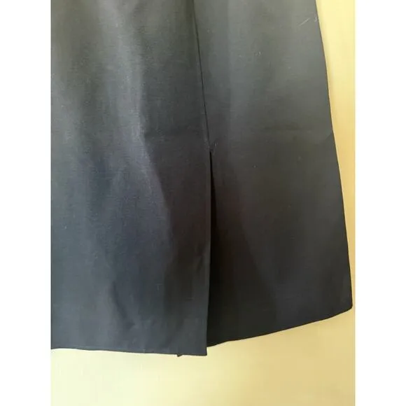 YSL SAINT LAURENT Rive Gauche Paris 100% Wool Midi Black Slit Skirt US 6 EU 42